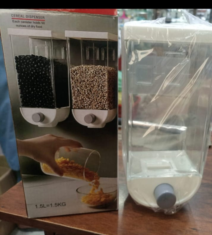 Wall-mounted Dry Food Dispensers For Organized Kitchens, Featuring Clear Containers Feed Design For Cereals, Grains, And Beans.