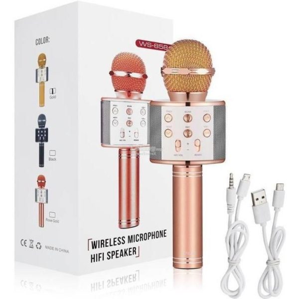 Bluetooth Microphone Karaoke Wireless Microphone Professional Speaker Handheld Microphone Player Singing Recorder Mic Ws-858 Ktv Microphone And Hifi Speaker