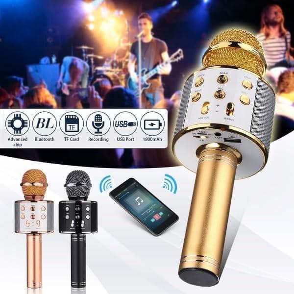 Bluetooth Microphone Karaoke Wireless Microphone Professional Speaker Handheld Microphone Player Singing Recorder Mic Ws-858 Ktv Microphone And Hifi Speaker