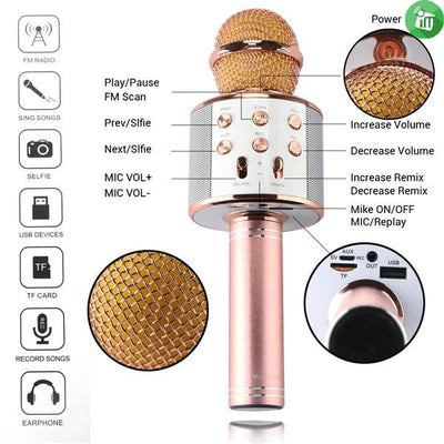 Bluetooth Microphone Karaoke Wireless Microphone Professional Speaker Handheld Microphone Player Singing Recorder Mic Ws-858 Ktv Microphone And Hifi Speaker