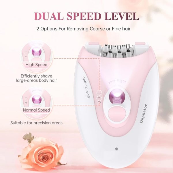 Cordless Ladies Epilator Dl-6032 With 2-speed Adjustment, Painless Hair Removal, Rechargeable, Compact And Easy To Use For Legs, Arms, Underarms