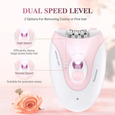 Cordless Ladies Epilator Dl-6032 With 2-speed Adjustment, Painless Hair Removal, Rechargeable, Compact And Easy To Use For Legs, Arms, Underarms
