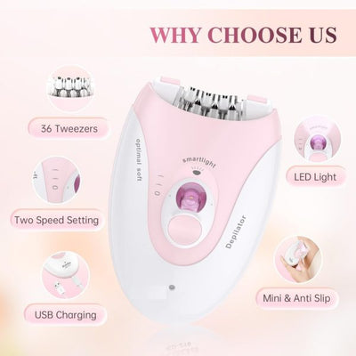 Cordless Ladies Epilator Dl-6032 With 2-speed Adjustment, Painless Hair Removal, Rechargeable, Compact And Easy To Use For Legs, Arms, Underarms