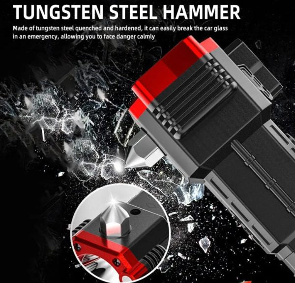 High-power Led Torch Light Rechargeable Flashlight And Multi Functional Tactical Hammer & Power Bank To Charge The Phone