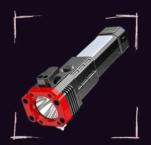 High-power Led Torch Light Rechargeable Flashlight And Multi Functional Tactical Hammer & Power Bank To Charge The Phone
