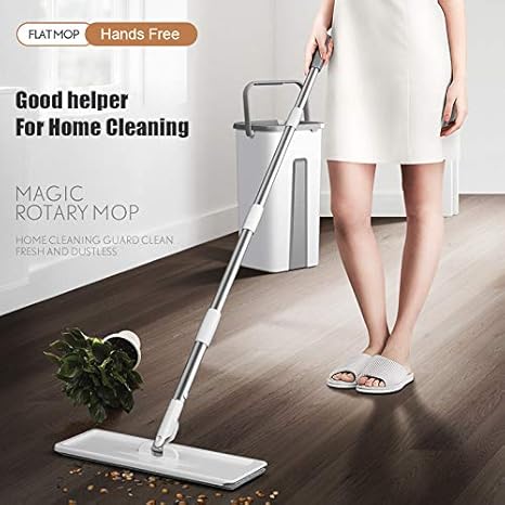 Mop Floor Squeeze Mop With Bucket – Hardwood & Wood Floor Rotary Scrubbing Mop For Easy Household Cleaning ( Random Color ) With Box
