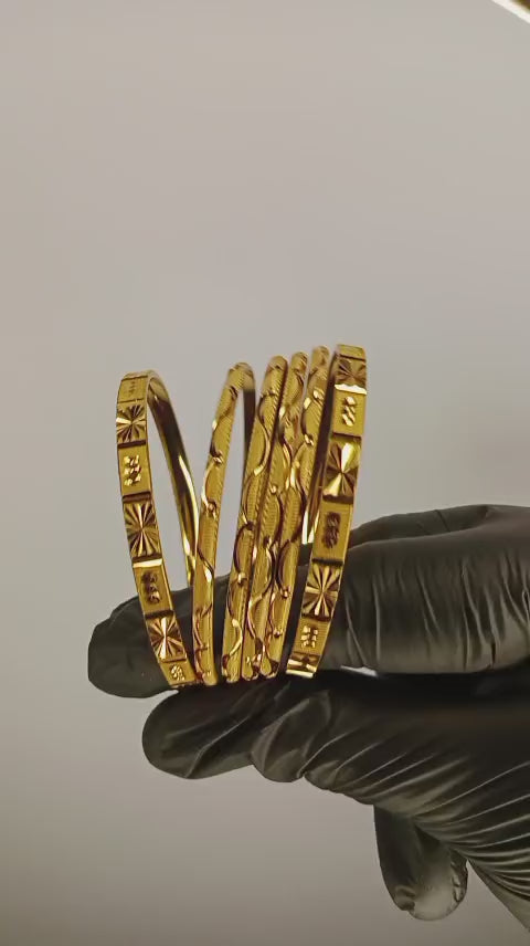 Luxurious Gold Plated Bangles For Girls | Ladies – 2 Piece Bangles | 4 Piece Churiyan | With Beautiful Box In 2.5 Inch Size | Gold Plated Bangles For Wedding | Special Occasion