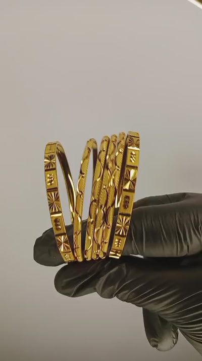 Luxurious Gold Plated Bangles For Girls | Ladies – 2 Piece Bangles | 4 Piece Churiyan | With Beautiful Box In 2.5 Inch Size | Gold Plated Bangles For Wedding | Special Occasion