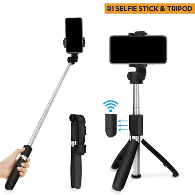 Selfie Stick Tripod R1s Bluetooth Remote Control Tripod Selfie Stick New Model With Wireless Remote Shutter Compatible With All Cell Phones – Selfie Stick With Light