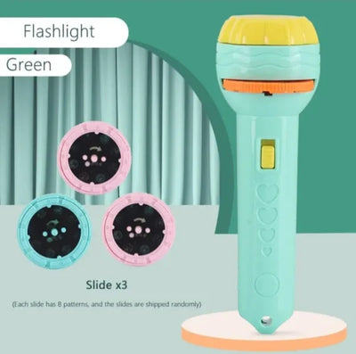 Slide Projector Torch Projection Light,children’s Flashlight Toy Projection Flashlight Early Education Picture Dinosaur Animal Pattern, bedtime Night Light,