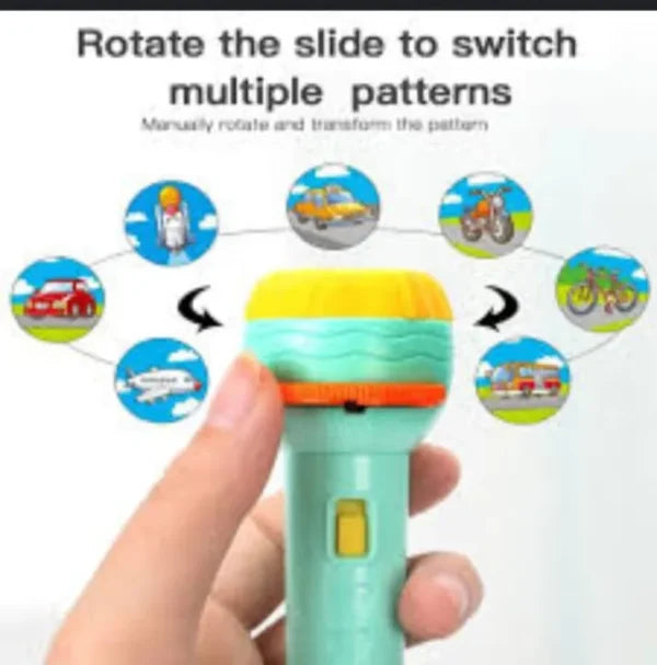 Slide Projector Torch Projection Light,children’s Flashlight Toy Projection Flashlight Early Education Picture Dinosaur Animal Pattern, bedtime Night Light,