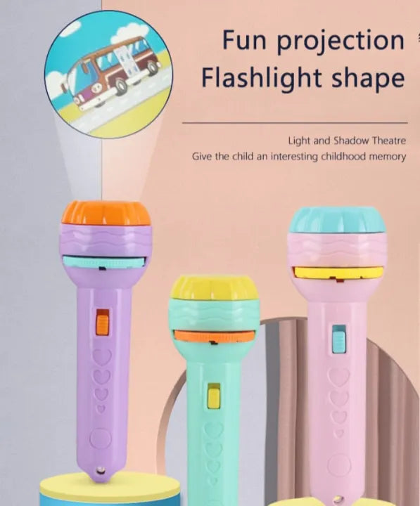 Slide Projector Torch Projection Light,children’s Flashlight Toy Projection Flashlight Early Education Picture Dinosaur Animal Pattern, bedtime Night Light,